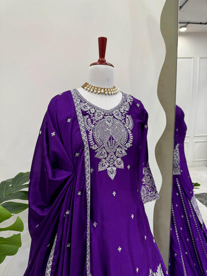 Purple Color Beautiful Partywear lehenga choli