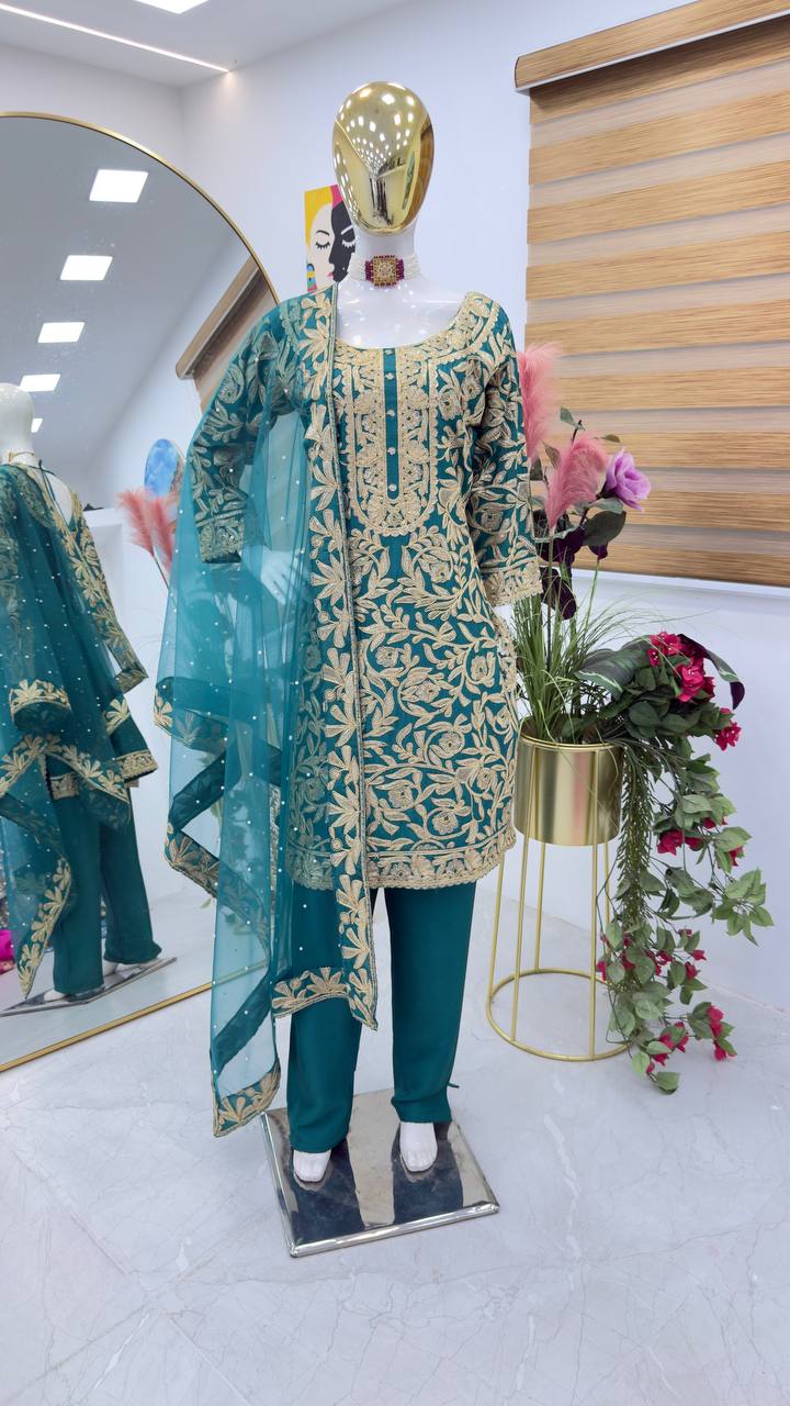 Morptih Color PArtywear Dress in Chinon Fabric