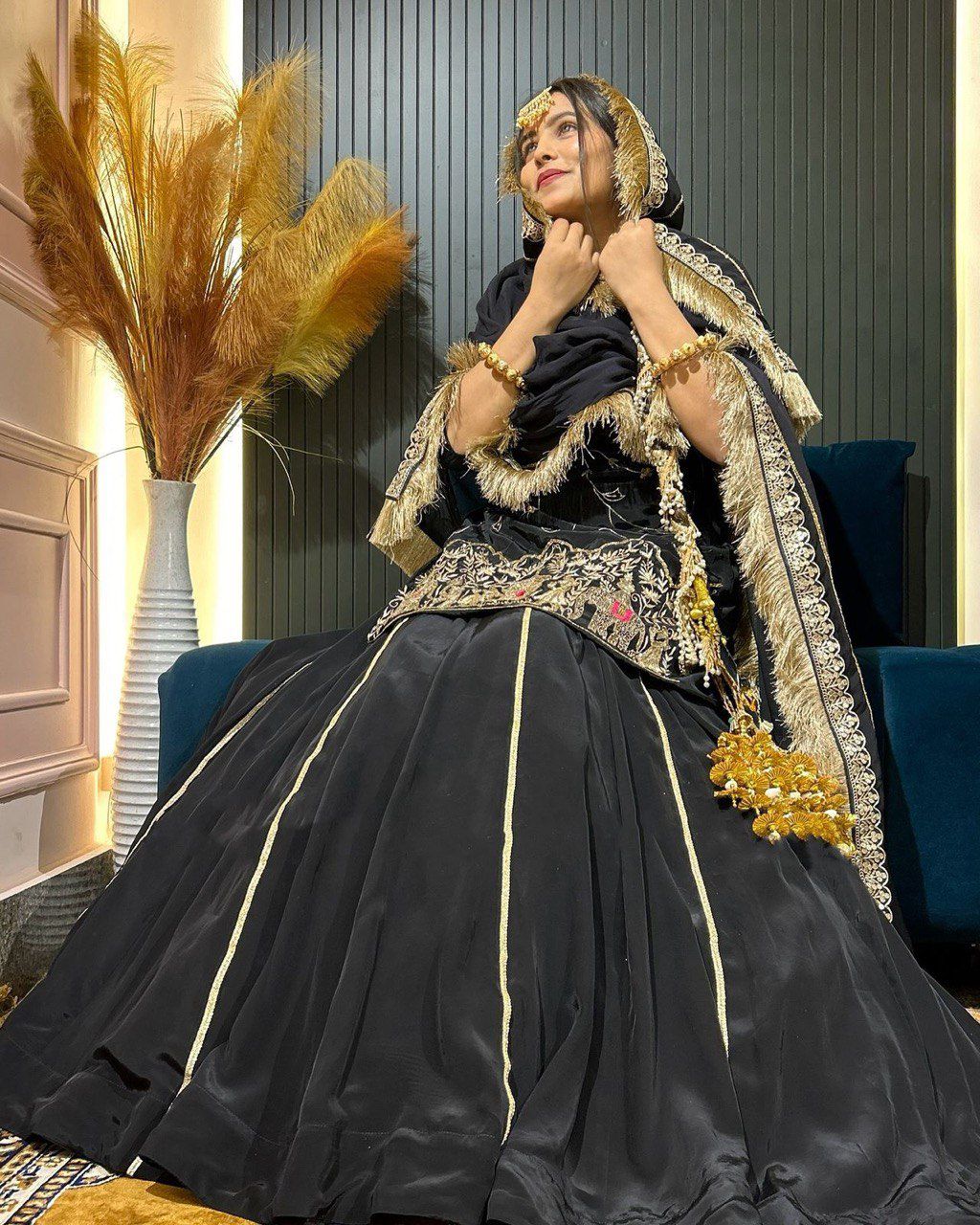 black Color Beauitful Lehenga Dress in Crep silk FAbric