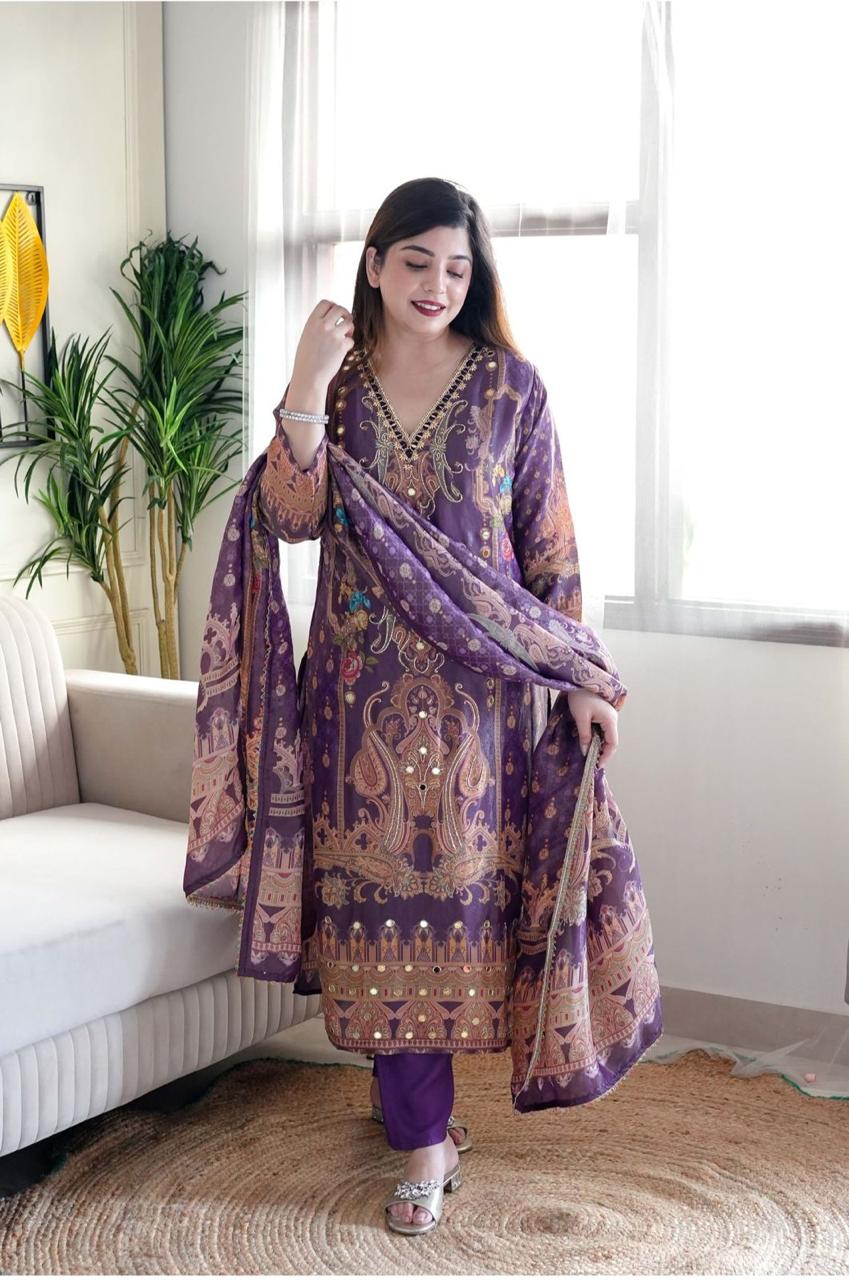 Purple Color Beautiful DAily Wear Dress