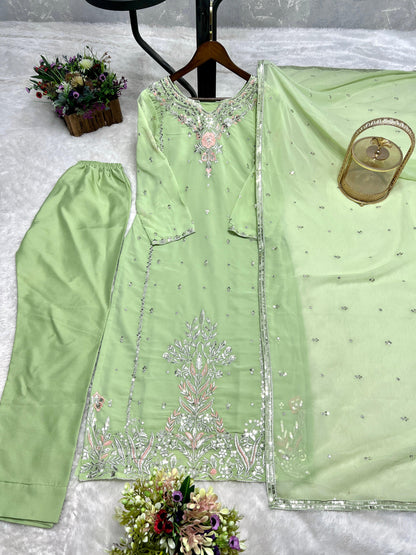 Light Green Color Beautiful Partywear Dress in Georgette Fabric