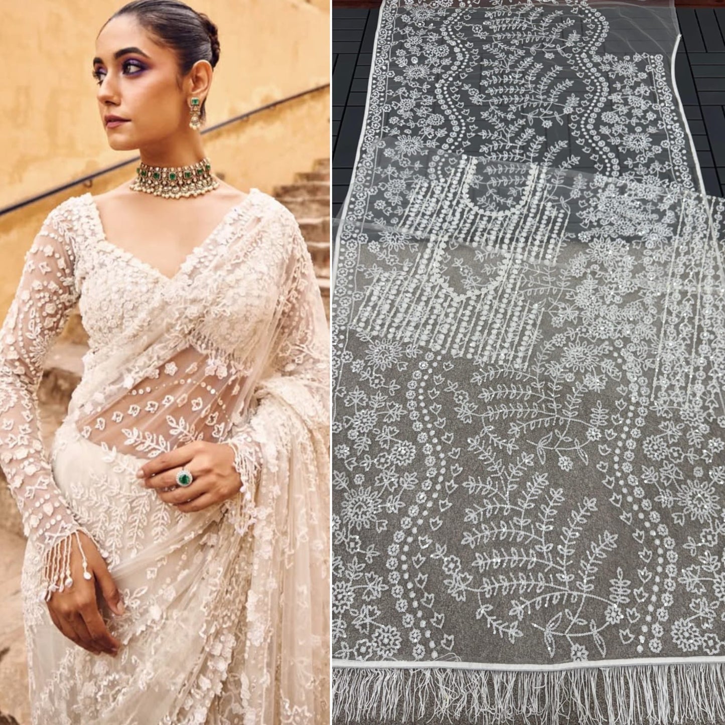 Beautiful Partywear Saree in Net FAbric For Wedding Wear