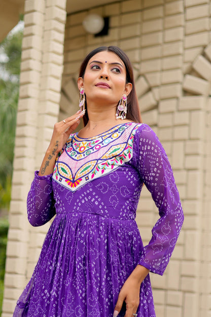 Blue Color Beautiful Georgette Fabric navratri  Gown