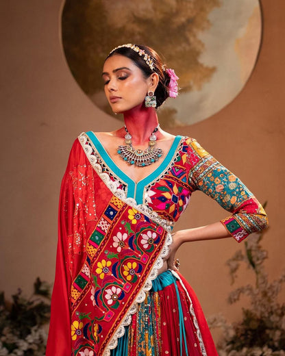 Navratri Wear Lehenga Choli in Muslin Cotton Fabric