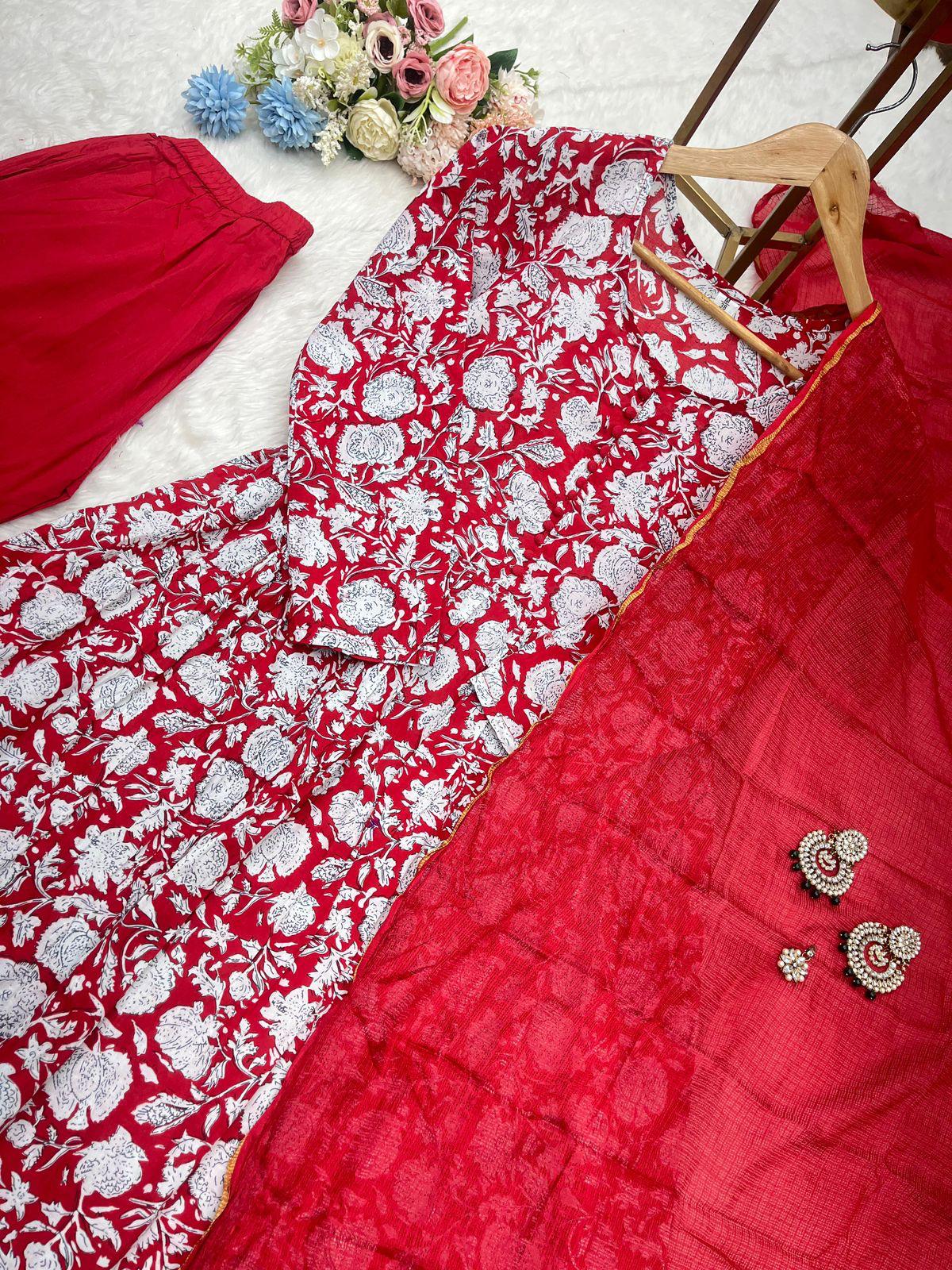 Red Color Beautiful Cotton Wear Dress