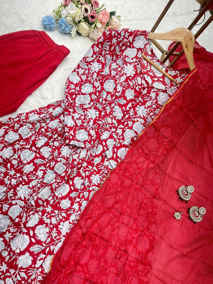 Red Color Beautiful Cotton Wear Dress