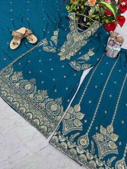 Designer Party Wear Top Plazzo & Dupatta Set