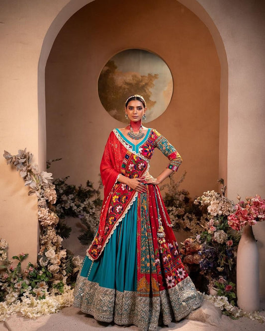 Navratri Wear Lehenga Choli in Muslin Cotton Fabric