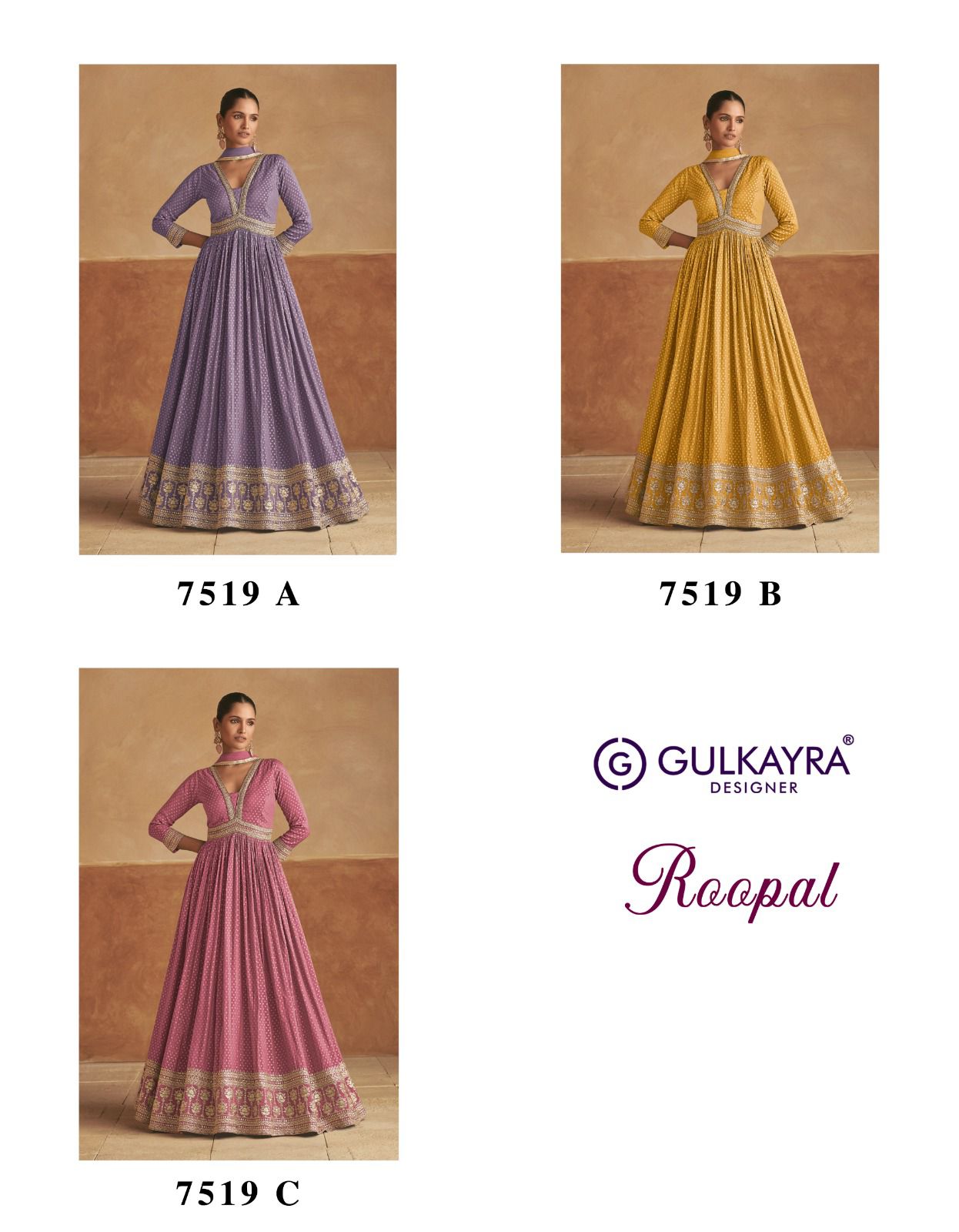 Gulkayra Designer ROOPAL 7519 series dress colour