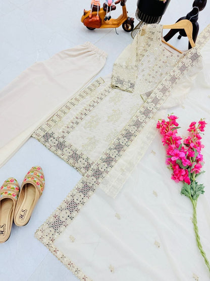 Cream Color Beautiful Partywear Dress in Georgette fabric