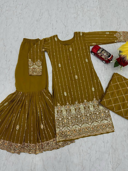 Embroidered Suit & Sharara in georgette fabric