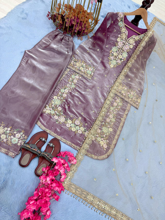 pruple Color Beauitful Partywear DRess in Jimmi Choo fabric