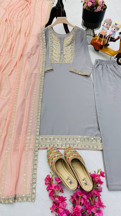 Designer Party Top Pallazo & Dupatta Set
