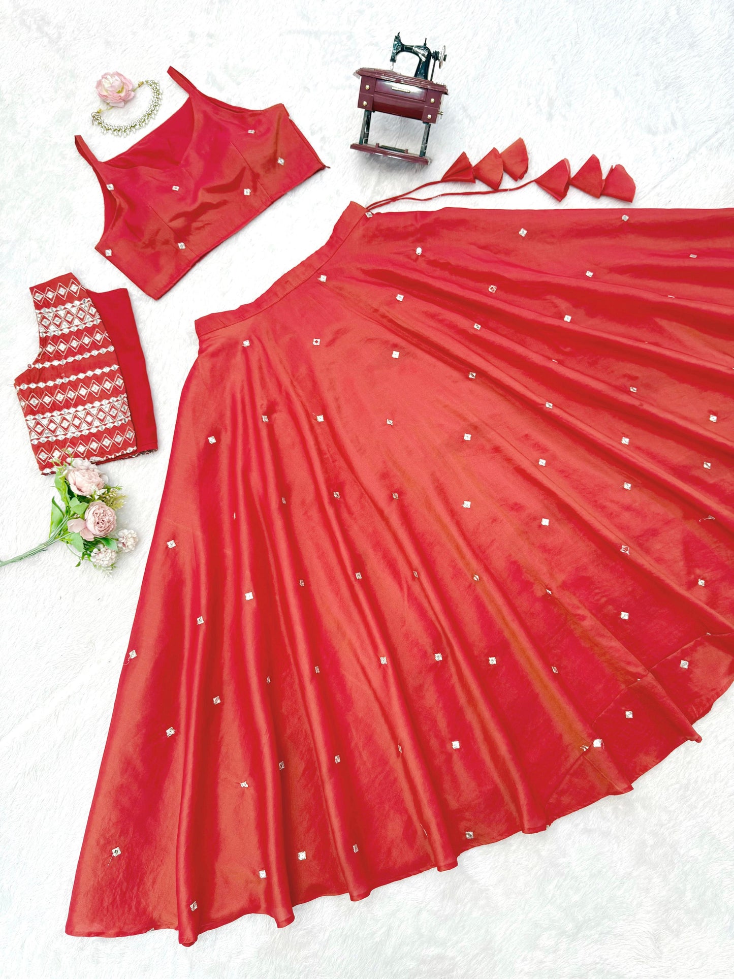 fancy koti lehenga choli in silk fabric