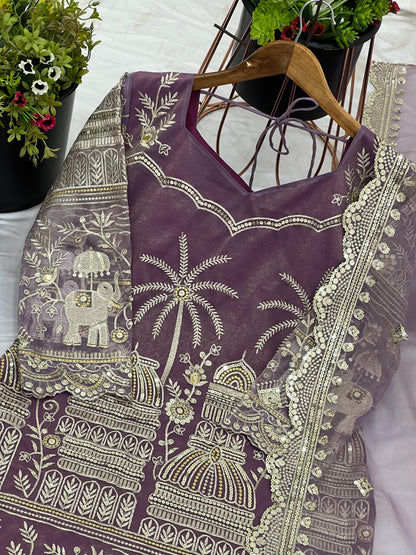 Designer Collection In Twill Net With Heavy Embroidery Sequence Work Top-Bottom And Dupatta