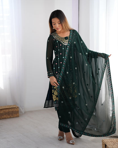 Green Color Partywear Dress in Georgette FAbric