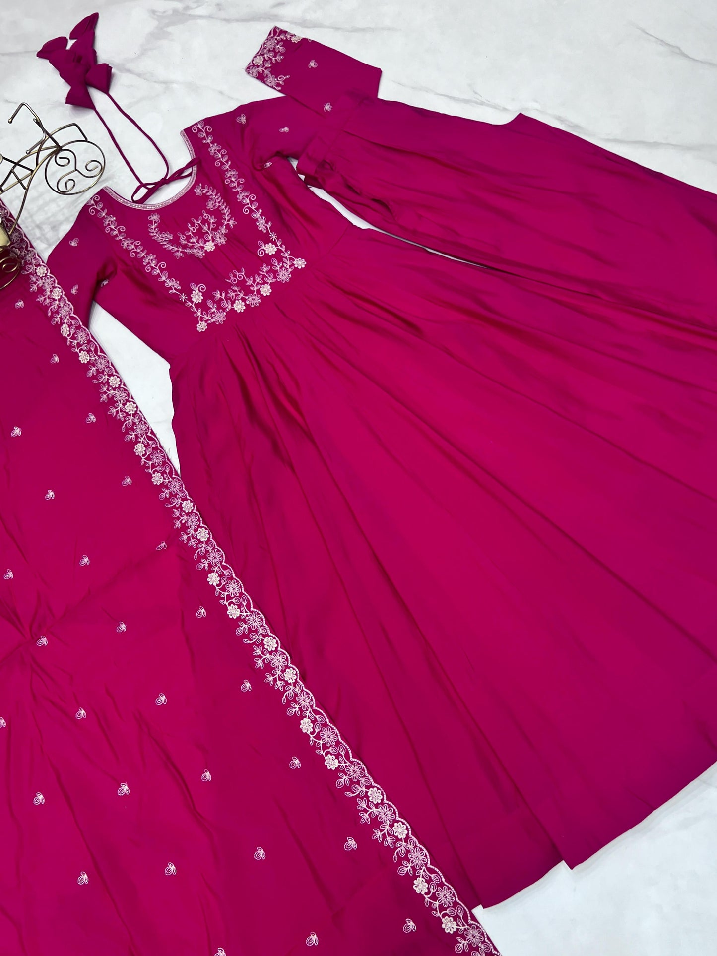 Pink Colour beautiful silk anarakli dress