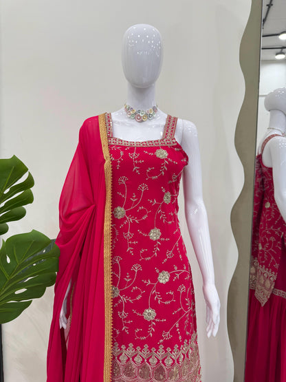 Pink Color Sharara Dress in GEorgette FAbric
