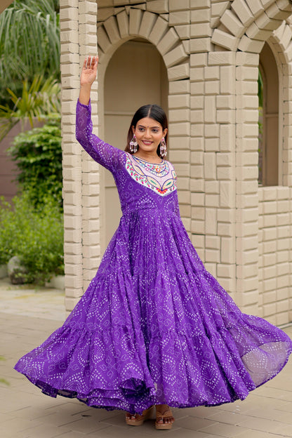 Blue Color Beautiful Georgette Fabric navratri  Gown