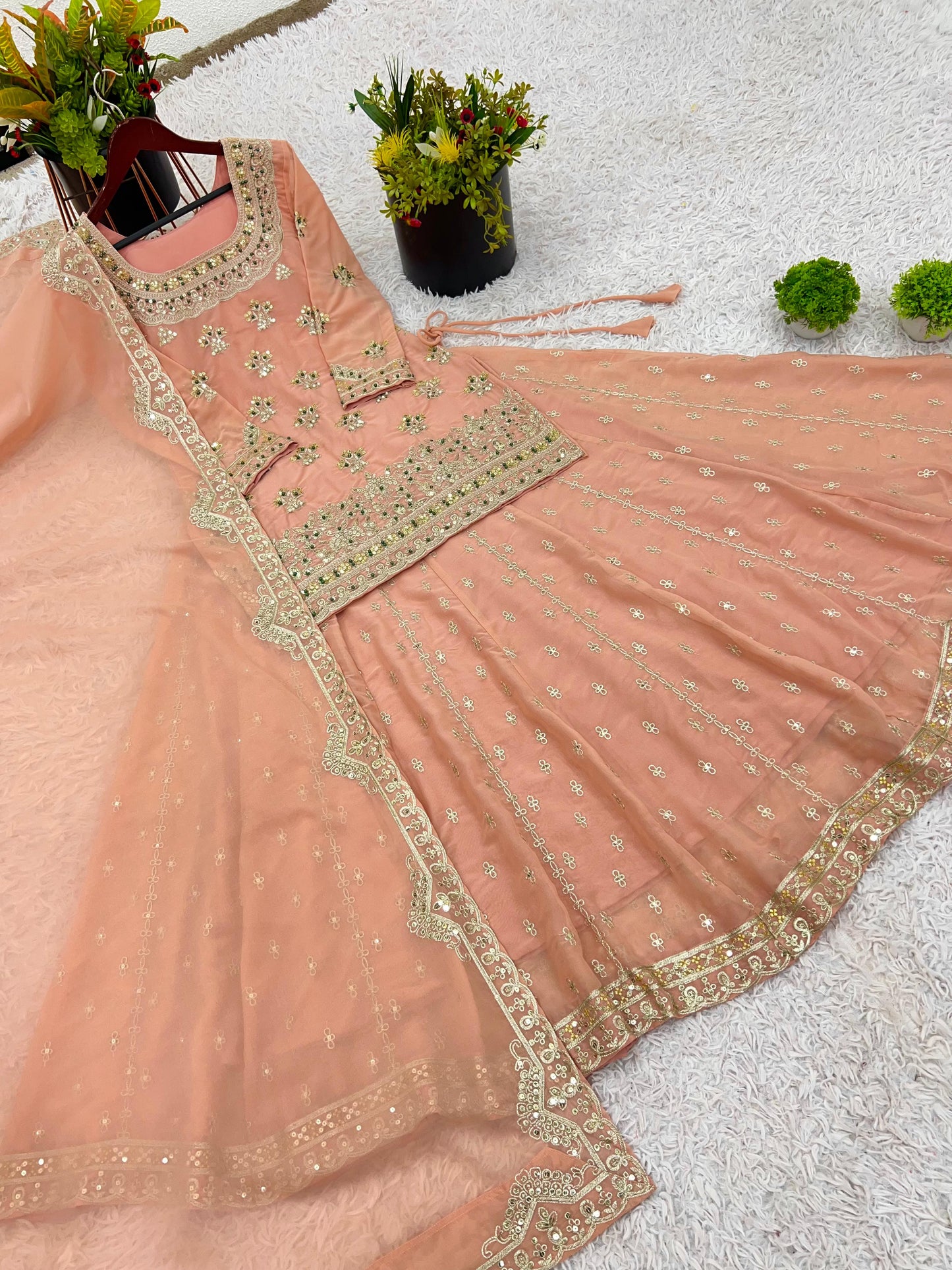 Beautiful Top Lehenga Dupatta Dress in Georgette Fabric