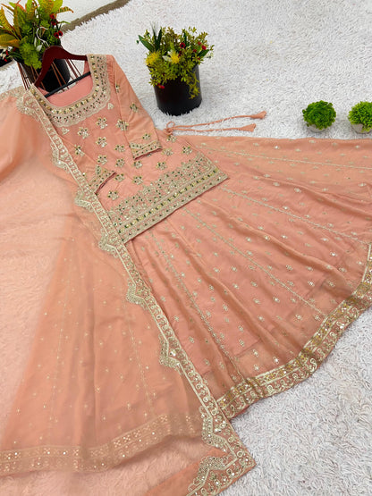 Beautiful Top Lehenga Dupatta Dress in Georgette Fabric