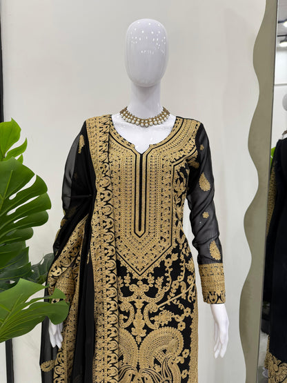 Black Color Beautiful Partywear Dress in Georgette Fabric