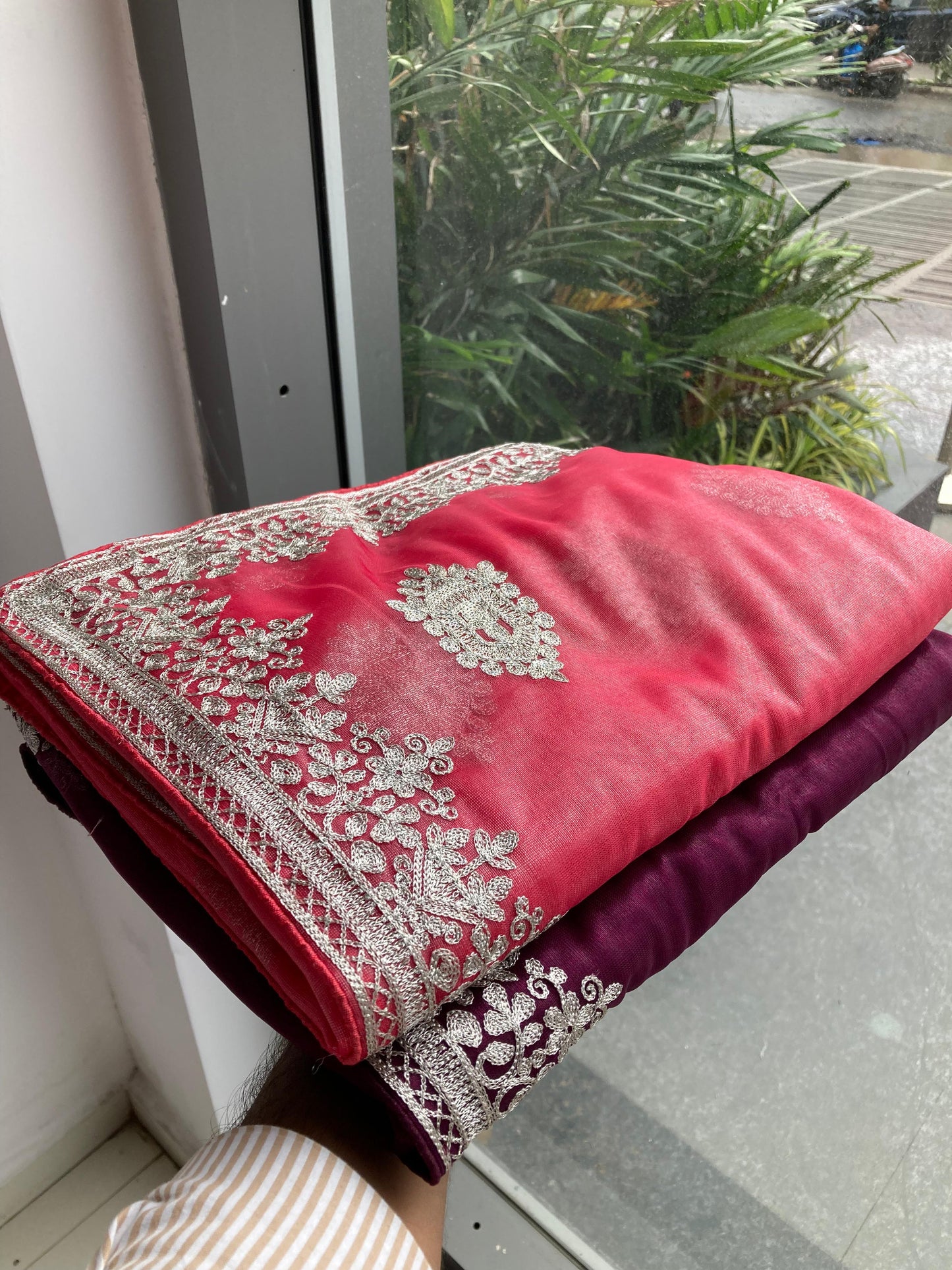 Party Wear Twill Net Saree in pink color