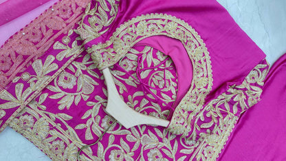 Pink Color PArtywear Dress in Chinon Fabric