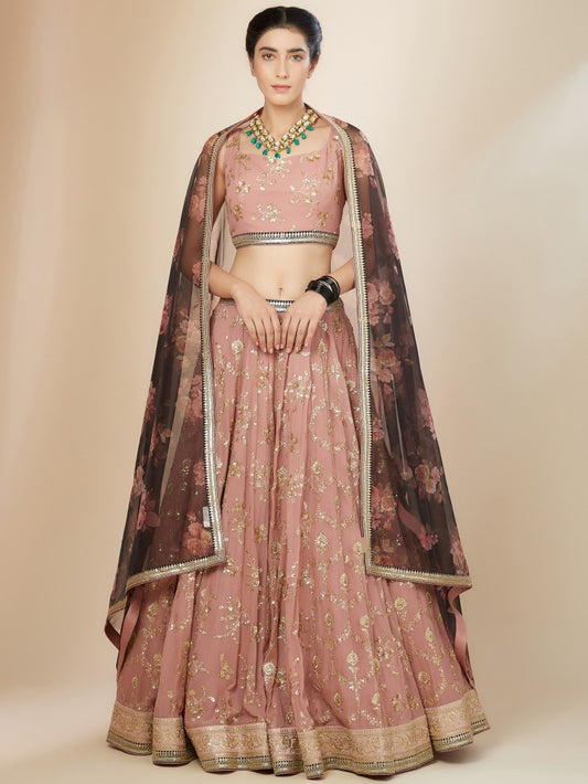 luxurious dusty pink lehenga choli set