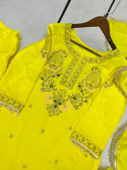 Designer Sequence Embroidery Work Farsi Salwaar Suit With Dupatta