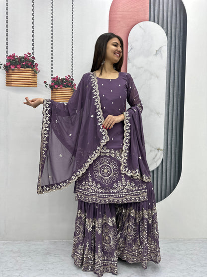 Beautiful Sharara Suit For Party Function in Georgette Fabric