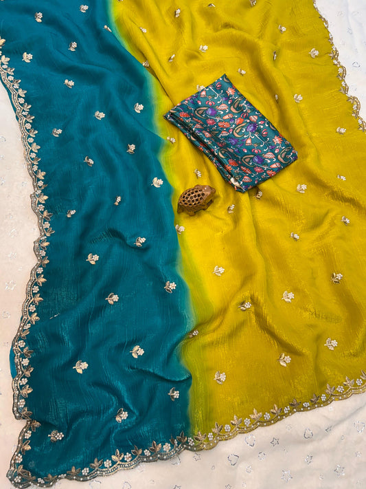 Beautiful Chiffon FAbric Saree for weeding wear