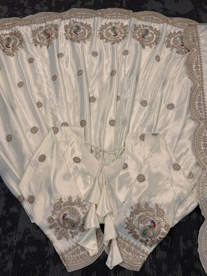 Beautiful Designer Gown On Chinon Silk Febric With Inner And Coding With Sequnce Work And Dupatta