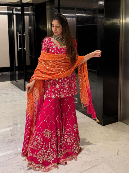 Pink Color Beautiful PArtywear Sharara Dress