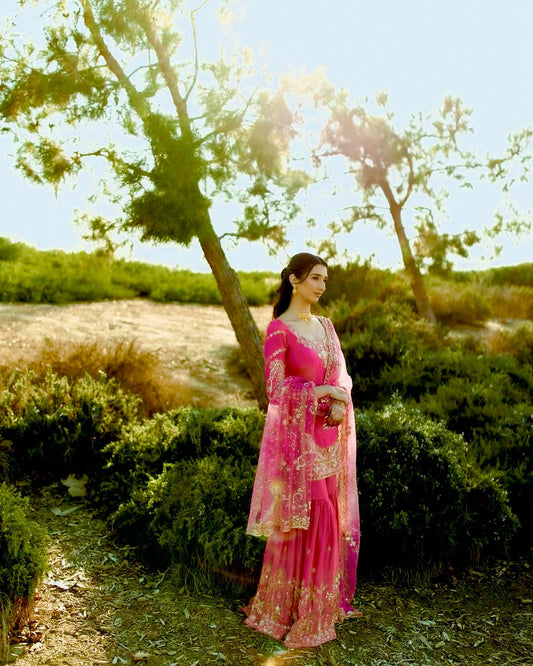 Pink Color Beautiful Georgette Plazo Dress