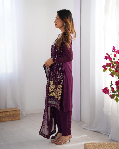 Purple Color Partywear Dress in Georgette FAbric