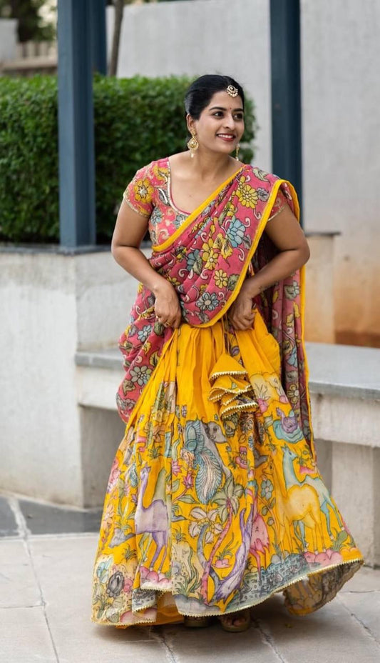 Kalamkari Lehenga Choli in cotton fabric