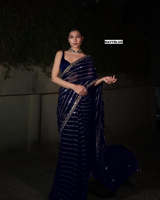 Bollywood Blockbuster Sequins Design Launching in navy blue color