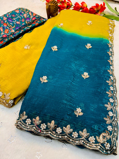 Beautiful Chiffon FAbric Saree for weeding wear