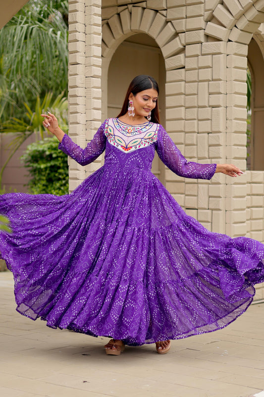 Blue Color Beautiful Georgette Fabric navratri  Gown