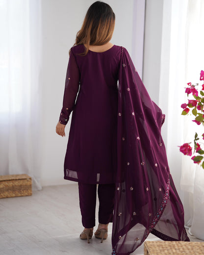 Purple Color Partywear Dress in Georgette FAbric
