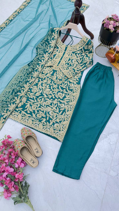 Morptih Color PArtywear Dress in Chinon Fabric