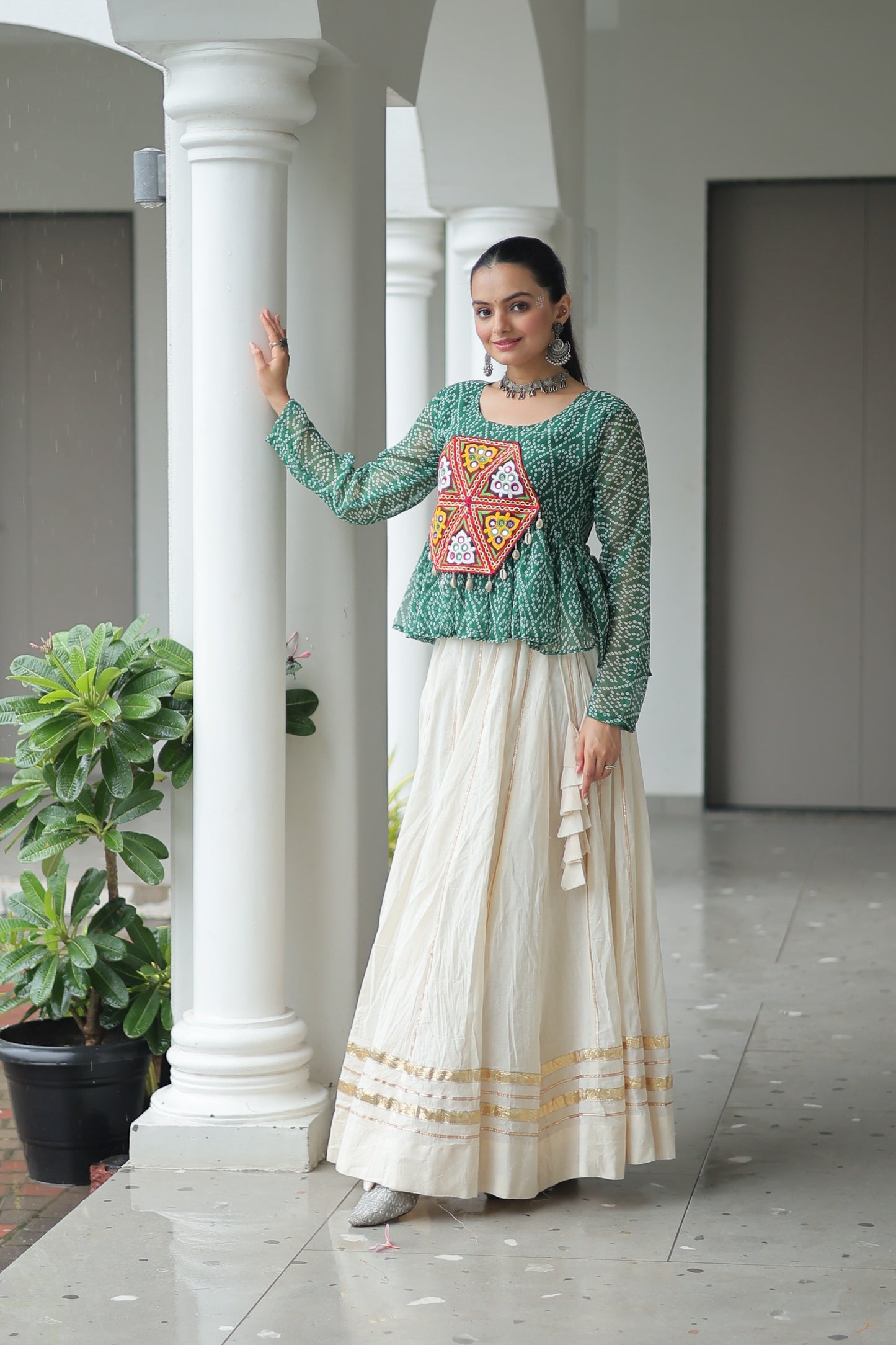 Green Color Beautiful Navratri Lehenga Choli