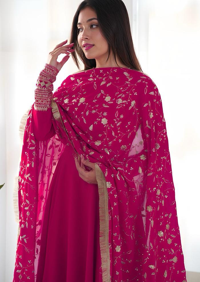 Rani Pink Color Beautiful Partywear DRess in Georgette Fabric