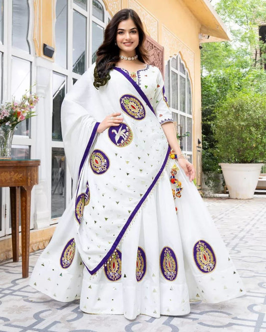 White Color Beautiful NAvratri Wear Lehenga Choli