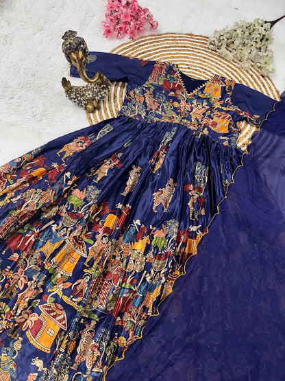 Summer Wear Gown with dupatta in chinon Fabric