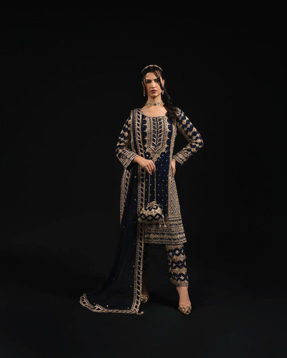 Blue Color Beautiful PArtywear Dress in Georgette Fabric