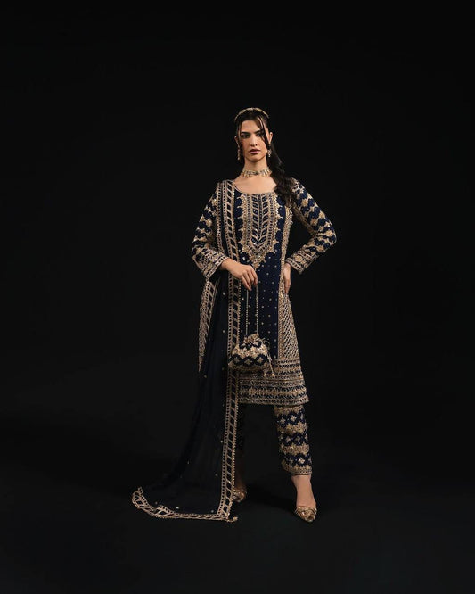 Blue Color Beautiful PArtywear Dress in Georgette Fabric