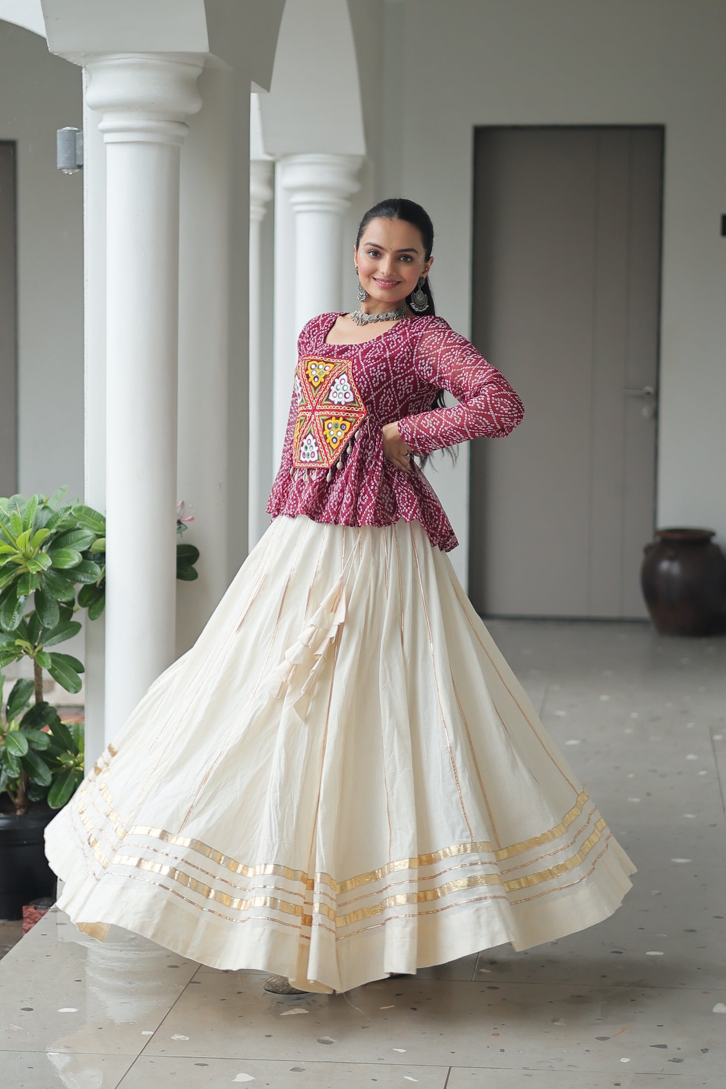 Maroon Color Beautiful Navratri Lehenga Choli