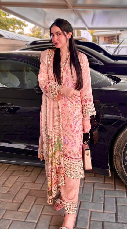 3 Piece Fancy Printed Kurti With Beautiful Bottom And Attractive Dupatta